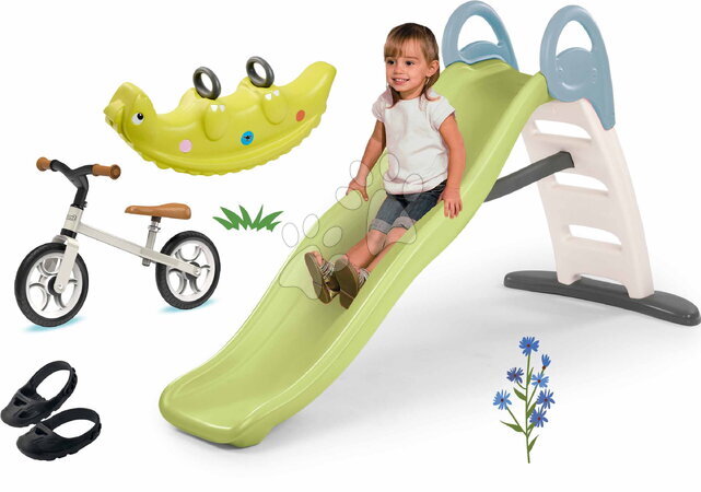 Toboggans avec balançoire - Set toboggan avec jet d'eau Funny Double Toboggan 2 mètres Smoby