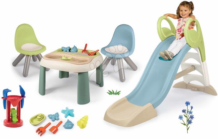 Rutschen mit Sandkasten - Set Rutsche mit Wasserspiel und Wasser- und Sandtisch Toboggan GM Slide Life Smoby