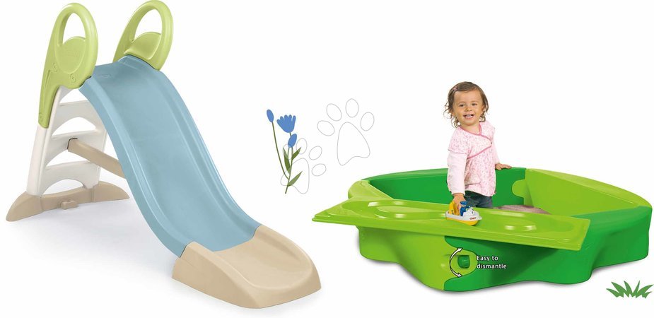 Rutschen mit Sandkasten - Set Rutsche mit Wasserbahn und Sandkasten mit Abdeckung Toboggan GM Slide Life Smoby