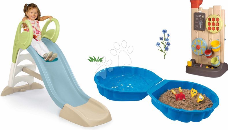 Rutschen mit Sandkasten - Set Rutsche mit Wasserspiel und Spielwand mit Aktivitäten Toboggan GM Slide Life Smoby