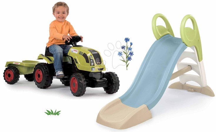 Rutschen-Sets | Seite 2 - Set Rutsche und Trecker mit Tretanhänger Toboggan GM Slide Life Smoby