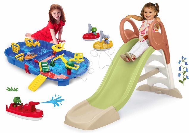 Rutsche mit Wasserbahn - Set Rutsche mit Wasserspiel und Wasserbahn im Koffer KS Slide Life Smoby