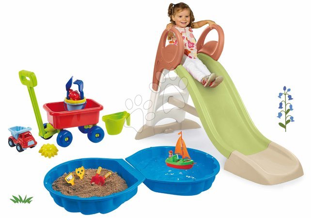 Sets vom Hersteller Smoby | Seite 33 - Set Rutsche mit Wasserspiel und zweigeteilter Sandkasten Muschel KS Slide Life Smoby