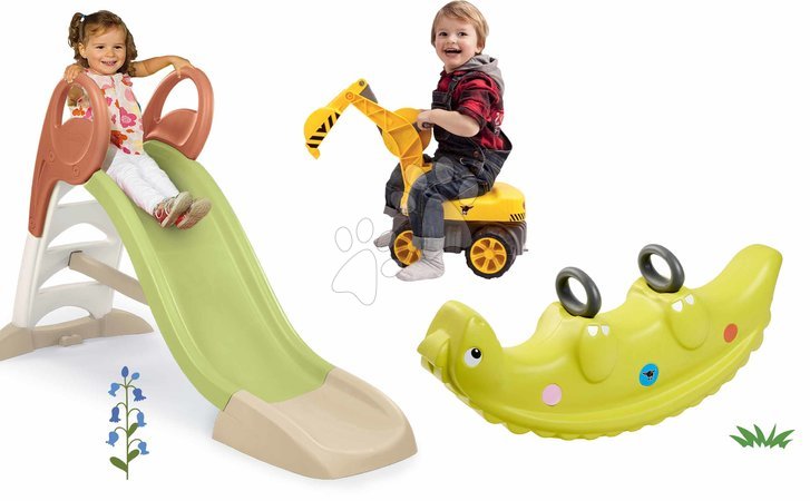 Rutschen mit Schaukel - Set Rutsche mit Wasserspiel und beidseitiger Schaukel Dinosaurier KS Slide Life Smoby