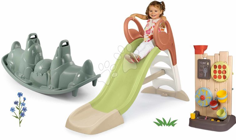 Rutschen mit Schaukel - Set Rutsche und Spielwand mit Aktivitäten-Tisch KS Slide Life Smoby