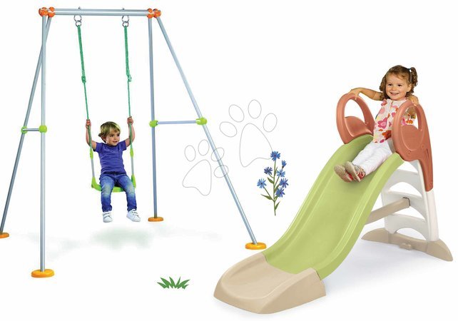Rutschen mit Schaukel - Set Rutsche mit Wasserspiel, Rutschlänge 150 cm, KS Slide Life Smoby