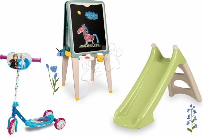 Sets | Seite 20 - Set aus Rutsche und Tafel mit Kreide und Magneten – XS Slide Green Life Smoby