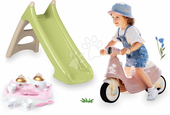 Sets | Seite 25 - Set mit Rutsche und Wasserspiel und Laufrad Scooter XS Slide Green Life Smoby