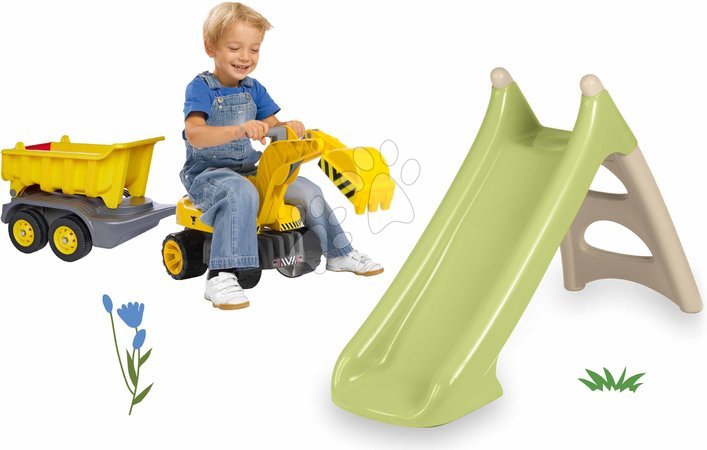 Sets | Seite 21 - Set Wasserspielrutsche mit Bagger und Anhänger XS Slide Green Life Smoby