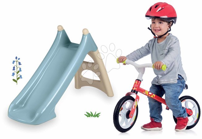 Rutschen Sets | Seite 8 - Set mit Rutsche und Wasserspiel sowie Balancierfahrzeug XS Slide Blue Life Smoby