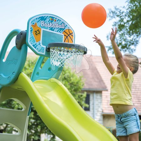 Scivoli - Scivolo ecologico con fontana d'acqua e zona relax per i giocatori di basket Toboggan XL Slide Green Smoby_1