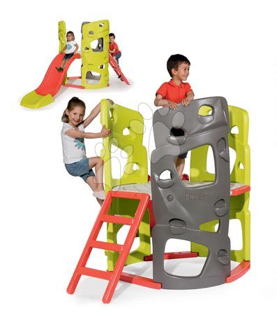 Jucării și jocuri pentru grădină - Set turn de cățărat Multiactivity Climng Tower cu pereți de cățărat și tobogan Smoby_1