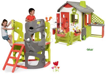 Smoby - Set centru de cățărat Multiactivity Climbing Tower cu pereți de cățărat și tobogan Smoby