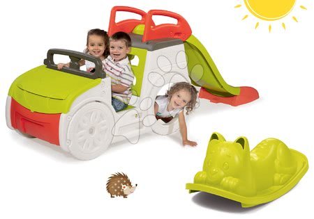 Jucării și jocuri pentru grădină - Căţărătoare Adventure Car cu tobogan Smoby