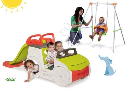 Hračky a hry na zahradu - Set prolézačka Adventure Car se skluzavkou Smoby