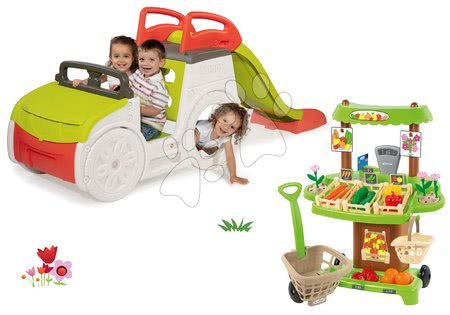 Igrače in igre za na vrt - Komplet plezalo Adventure Car Smoby