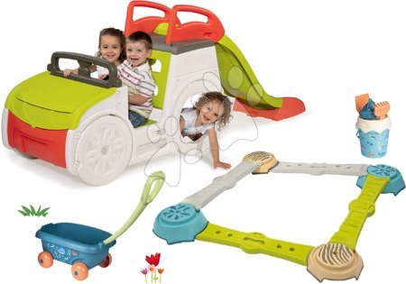 Spielzeuge und Spiele für den Garten - Adventure Car Kletterset mit Smoby Rutsche