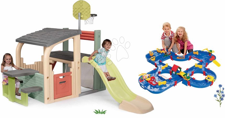Играчки и игри за градината - Set hracie centrum a vodná dráha v kufríku Multisport Fun Center Life Smoby