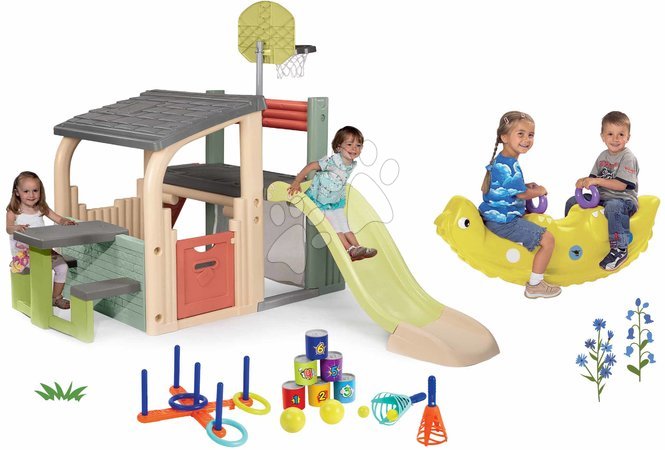Игрални центрове - Set hracie centrum a obojstranná hojdačka Multisport Fun Center Life Smoby