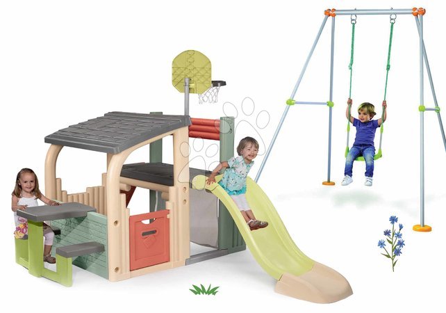Игрални центрове - Set hracie centrum a hojdačka s kovovou konštrukciou Multisport Fun Center Life Smoby