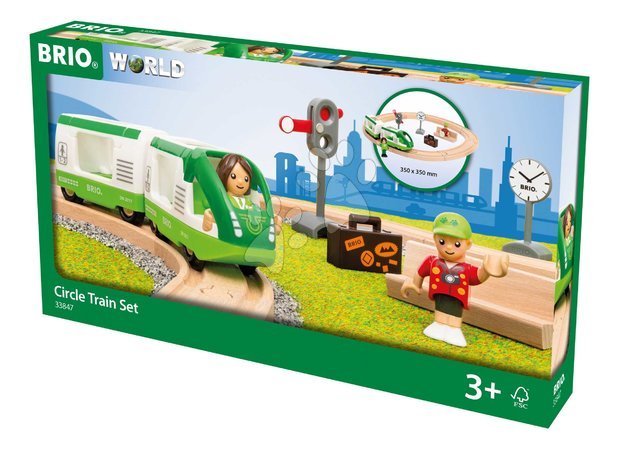 Дървени влакчета BRIO - Дървена влакова писта с железопътен светофар Circle Train Set BRIO - 2