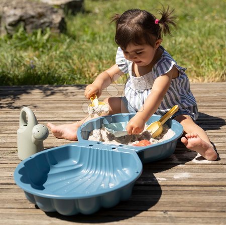 Sandkästen für Kinder - Ökologischer Muschelsandkasten 2-teilig mit Formen Double Mini Sand Pit Green Smoby_1