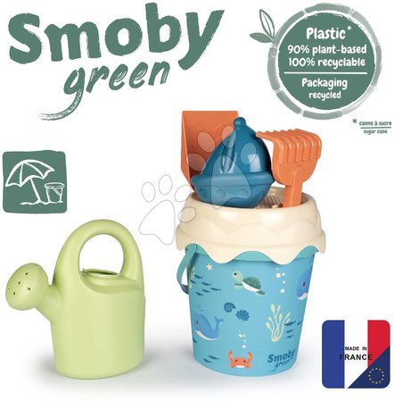 Kültéri játékok - Vödör szett cukornádból Ocean Bio Sugar Cane Bucket Smoby 6 részes Smoby Green kollekcióból 100% újrahasznosítható 18 hó