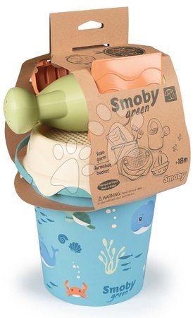 Kültéri játékok - Vödör szett cukornádból Ocean Bio Sugar Cane Bucket Smoby 6 részes Smoby Green kollekcióból 100% újrahasznosítható 18 hó_1