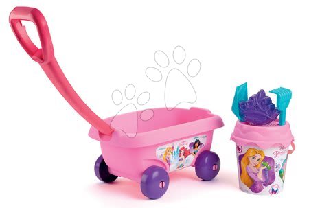 Księżniczki - Wózek dziecięcy do ciągnięcia Disney Princess Smoby z zestawem wiaderka do piasku różowy (wysokość wiaderka 17 cm) od 18 mc_1