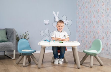 Hrací a piknikové stoly - Set stůl KidTable White Smoby šedokrémový výška 45 cm se třemi židlemi s anti UV filtrem_1