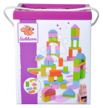 Dřevěné kostky - Dřevěné kostky Coloured Wooden Blocks Eichhorn - 8