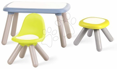 Hračky a hry na zahradu - Stůl pro děti se zelenou židlí a taburetkou Kid Table Smoby