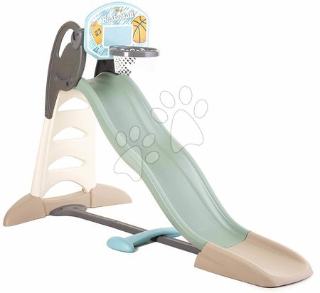 Slides for kids - Šmykľavka ekologická s vodotryskom a vodnou hrou pod basketbalom Toboggan XL Slide Green Smoby