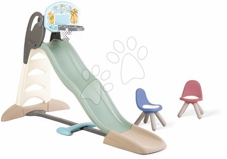 Hračky pre deti od 3 do 6 rokov - Šmykľavka ekologická s vodotryskom a posedením pri vodnej hre Toboggan XL Slide Green Smoby