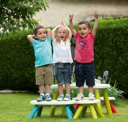Dětský záhradní nábytek - Sada 3 lavic pro děti KidBench Smoby zelená/modrá/červená s UV filtrem od 18 měsíců_1