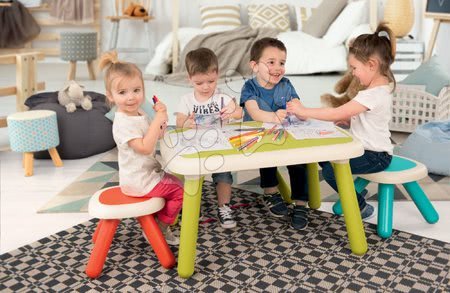 Kuchynky pre deti sety - Set reštaurácia s elektronickou kuchynkou Chef Corner Restaurant Smoby so zmrzlinou a zelený stôl s červenou stoličkou_1