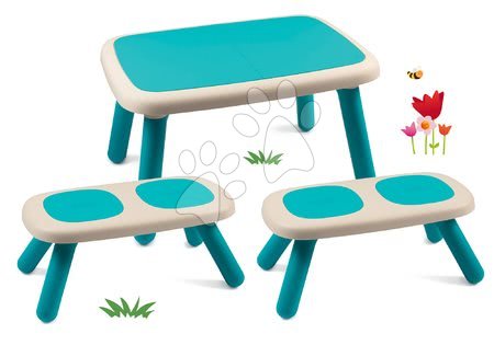 Otroško vrtno pohištvo kompleti - Komplet miza za otroke KidTable modra Smoby - 25