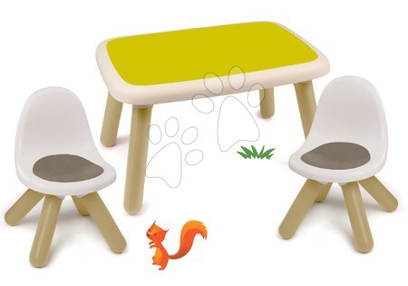 Hrací a piknikové stoly - Set stůl pro děti KidTable zelený Smoby se dvěma židlemi s UV filtrem
