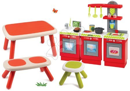Otroško vrtno pohištvo kompleti - Komplet miza za otroke KidTable rdeča Smoby - 33