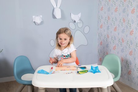 Dětský záhradní nábytek - Set stůl KidTable White Smoby šedokrémový výška 45 cm se dvěma židlemi s anti UV filtrem_1