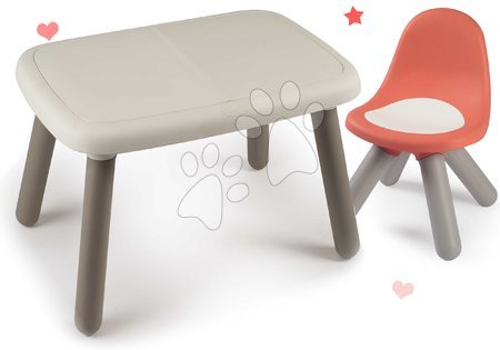 Dětský záhradní nábytek - Set stůl KidTable White Smoby šedokrémový výška 45 cm s židlí s anti UV filtrem