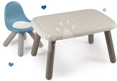 Hrací a piknikové stoly - Set stůl KidTable White Smoby šedokrémový výška 45 cm s židlí s anti UV filtrem