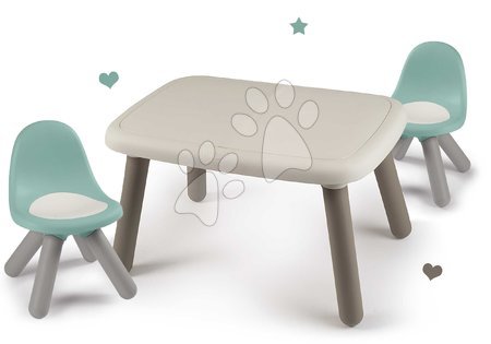 Hrací a piknikové stoly - Set stůl KidTable White Smoby šedokrémový výška 45 cm se dvěma židlemi s anti UV filtrem