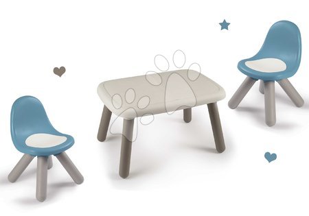 Hrací a piknikové stoly - Set stůl KidTable White Smoby šedokrémový výška 45 cm se dvěma židlemi s anti UV filtrem_1