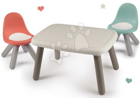  - Set stôl KidTable White Smoby šedokrémový výška 45 cm s dvoma stoličkami s anti UV filtrom SM880405-3B