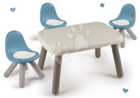 Dětský záhradní nábytek - Set stůl KidTable White Smoby šedokrémový výška 45 cm se třemi židlemi s anti UV filtrem