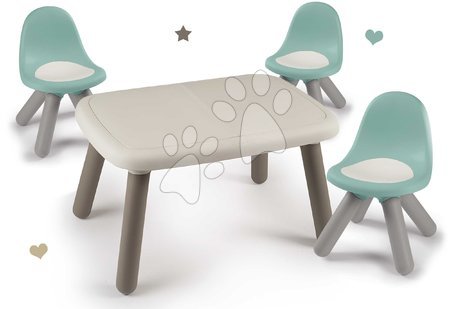 Dětský záhradní nábytek - Set stůl KidTable White Smoby šedokrémový výška 45 cm se třemi židlemi s anti UV filtrem