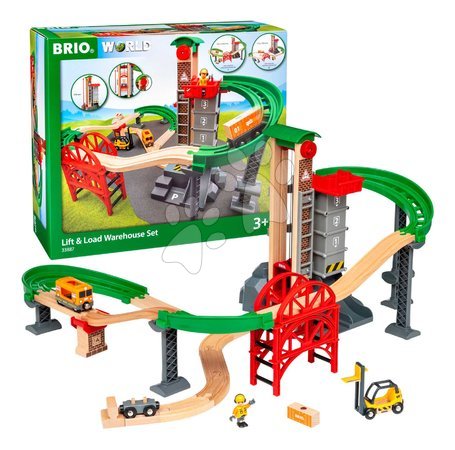 Holzeisenbahnen BRIO - Drevená vláčikodráha s výťahom a skladom Lift&Load Warehouse Set BRIO - 2