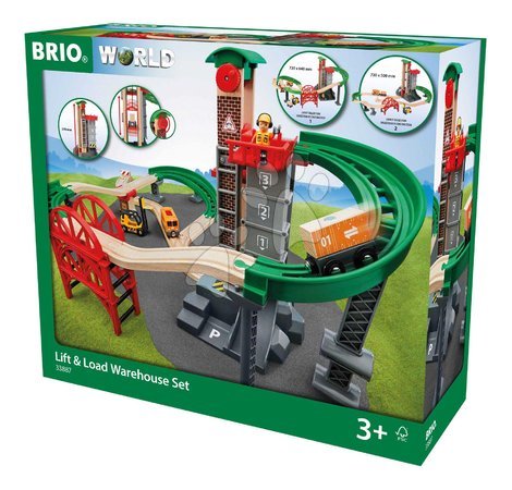 Holzeisenbahnen BRIO - Drevená vláčikodráha s výťahom a skladom Lift&Load Warehouse Set BRIO - 3