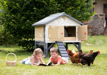 Igrače za otroke od 3. do 6. leta - Komplet hišica Prijateljev in hiška za kokoške v elegantnih barvah Friends House Evo Playhouse Smoby_1
